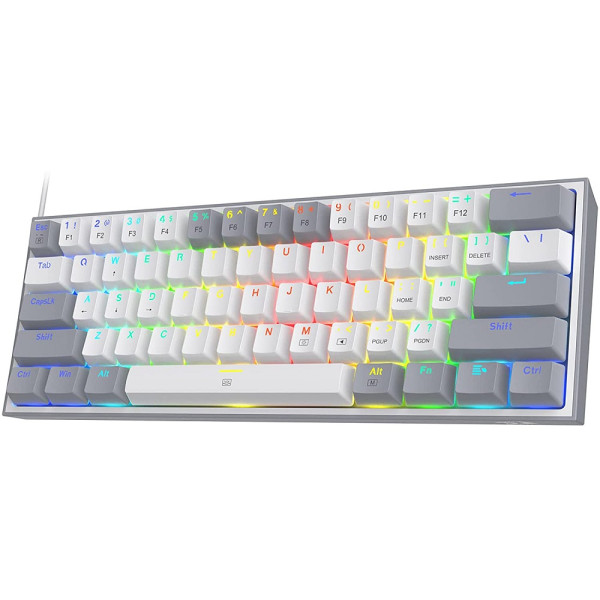 Redragon K616 Fizz PRO 60% Wireless RGB Red Switches (White/Gray) Claviers Redragon, Ultra Pc Gamer Maroc