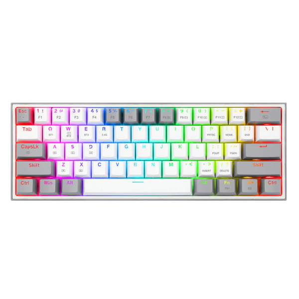 Redragon K616 Fizz PRO 60% Wireless RGB Red Switches (White/Gray) Claviers Redragon, Ultra Pc Gamer Maroc