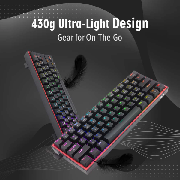 Redragon K616 Fizz PRO 60% Wireless RGB Red Switches (Black) Claviers Redragon, Ultra Pc Gamer Maroc