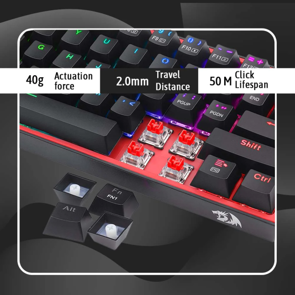 Redragon K616 Fizz PRO 60% Wireless RGB Red Switches (Black) Claviers Redragon, Ultra Pc Gamer Maroc