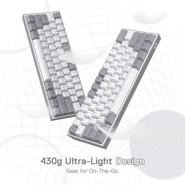 Redragon K617 Fizz 60% RGB Red Switches (White/Gray) Claviers Redragon, Ultra Pc Gamer Maroc