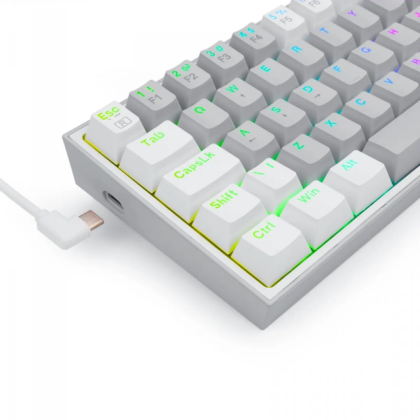 Redragon K617 Fizz 60% RGB Red Switches (Gray/White) Claviers Redragon, Ultra Pc Gamer Maroc