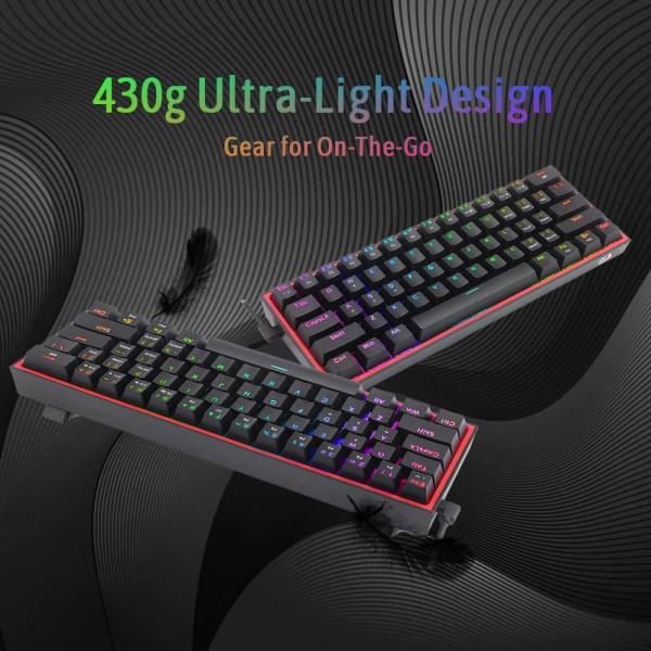 Redragon K617 Fizz 60% RGB Red Switches (Black) Claviers Redragon, Ultra Pc Gamer Maroc