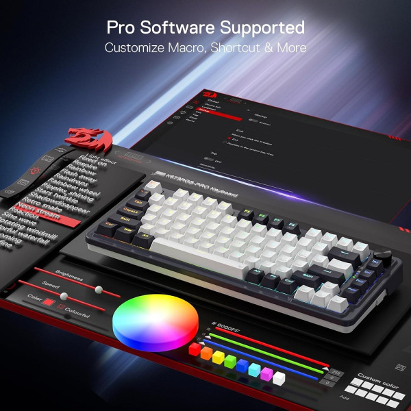 Redragon K673 PRO 75% Wireless RGB Red Switches (Abyssal Blue) Claviers Redragon, Ultra Pc Gamer Maroc