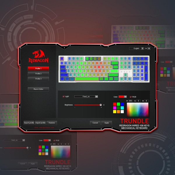 Redragon TRUNDLE K668 Wired RGB (Red Switches) Claviers Redragon, Ultra Pc Gamer Maroc