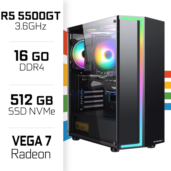 PC Gamer UltraPC Ryzen 5 5500GT/512GB SSD/16GB/Radeon Vega7 PC Gamer Standard UltraPC, Ultra Pc Gamer Maroc
