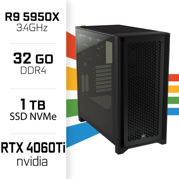 PC Gamer UltraPC Ryzen 9 5950X/32GB/1TB SSD/RTX4060Ti PC Gamer Avancé UltraPC, Ultra Pc Gamer Maroc