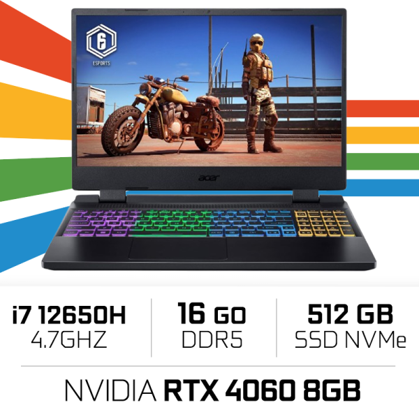 Acer Nitro 5 AN515-58-7290 i7 12650H/16GB/512GB SSD/RTX4060 8GB (SANS EMBALLAGE) PC Portables Gamer Acer, Ultra Pc Gamer Maroc