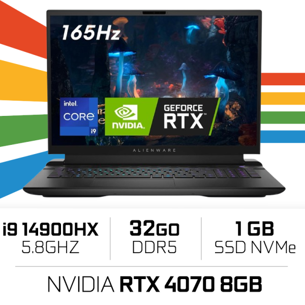 Dell Alienware M18 R2 Intel Core i9-14900HX/32GB/1TB SSD/RTX4070/18" (SANS EMBALLAGE) PC Portables Gamer Dell, Ultra Pc Gamer...