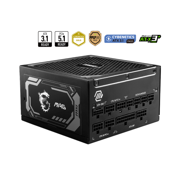 MSI MAG A1000GL PCIE5 80PLUS Gold 1000W Noir Plus de 900 W MSI, Ultra Pc Gamer Maroc