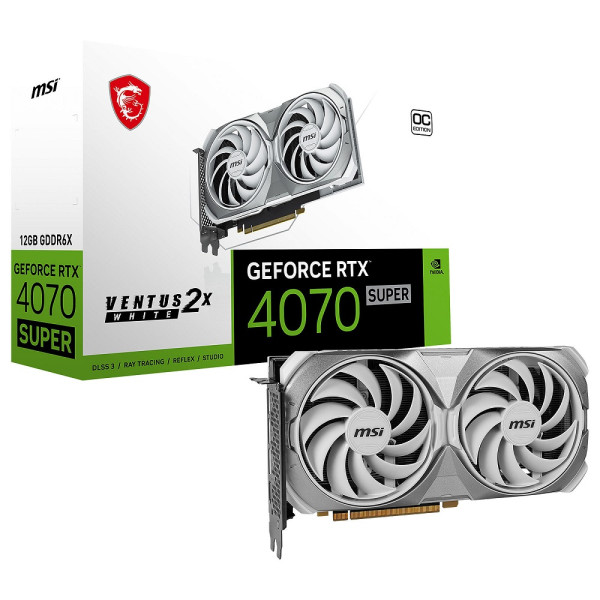 MSI GeForce RTX 4070 SUPER VENTUS 2X WHITE OC 12GB GDDR6X Cartes graphiques MSI, Ultra Pc Gamer Maroc