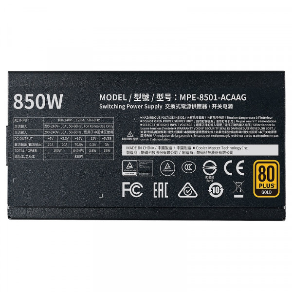 Cooler Master MWE Gold 850 Full Modular V2 ATX 3.0 80PLUS GOLD 850W Alimentations PC Cooler Master, Ultra Pc Gamer Maroc