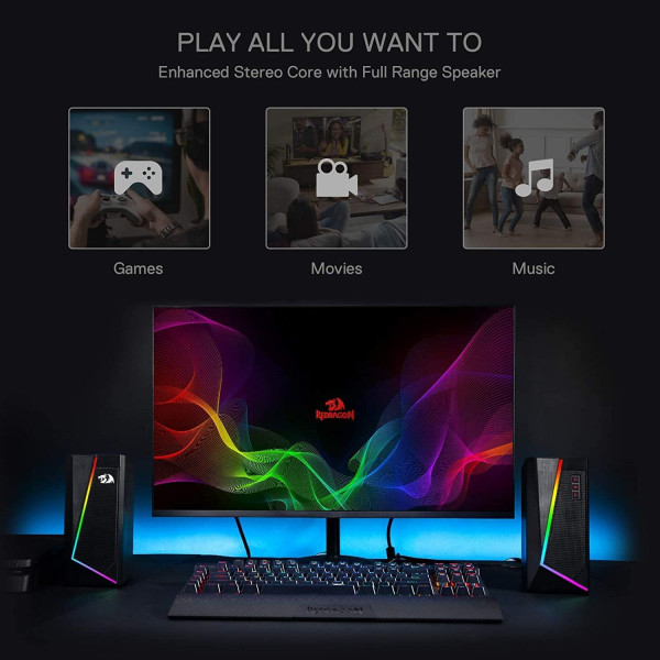 Redragon GS520 Anvil RGB Desktop Speakers 2.0 Périphériques Redragon, Ultra Pc Gamer Maroc