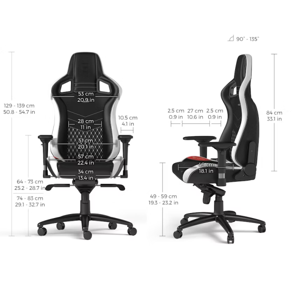 Noblechairs EPIC Real Leather Black/Red/White Chaise gamer Noblechairs, Ultra Pc Gamer Maroc
