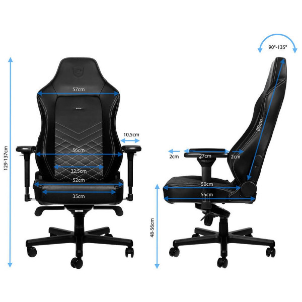 Noblechairs HERO Black/Platinum White Chaise gamer Noblechairs, Ultra Pc Gamer Maroc