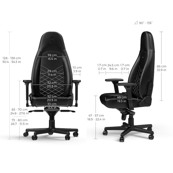 Noblechairs ICON Black/Platinum White Chaise gamer Noblechairs, Ultra Pc Gamer Maroc
