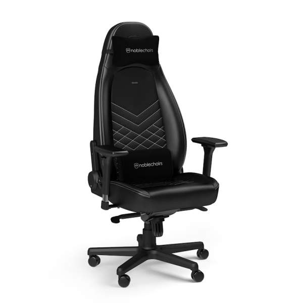 Noblechairs ICON Black/Platinum White Chaise gamer Noblechairs, Ultra Pc Gamer Maroc