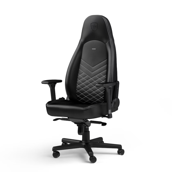 Noblechairs ICON Black/Platinum White Chaise gamer Noblechairs, Ultra Pc Gamer Maroc