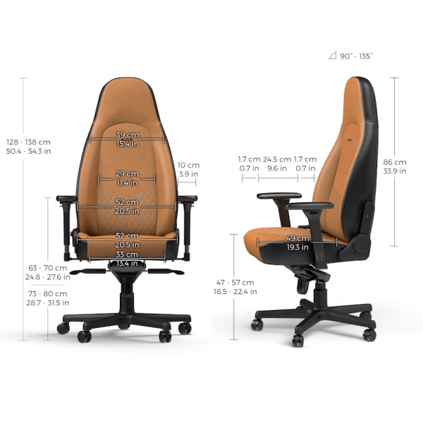 Noblechairs ICON Real Leather Cognac/Black Chaise gamer Noblechairs, Ultra Pc Gamer Maroc