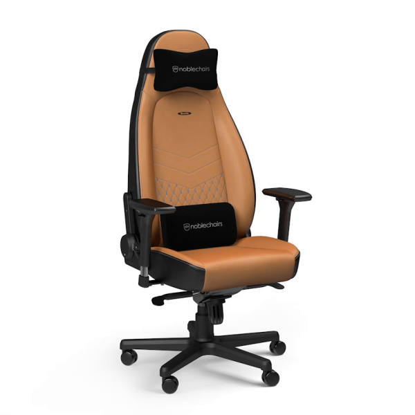 Noblechairs ICON Real Leather Cognac/Black Chaise gamer Noblechairs, Ultra Pc Gamer Maroc