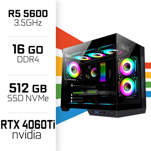 PC Gamer UltraPC Ryzen 5 5600 /16GB/512GB SSD/RTX4060Ti PC Gamer Standard UltraPC, Ultra Pc Gamer Maroc
