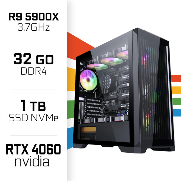 PC Gamer UltraPC Ryzen 9 5900X/1TB SSD/32GB/RTX4060 PC Gamer Avancé UltraPC, Ultra Pc Gamer Maroc