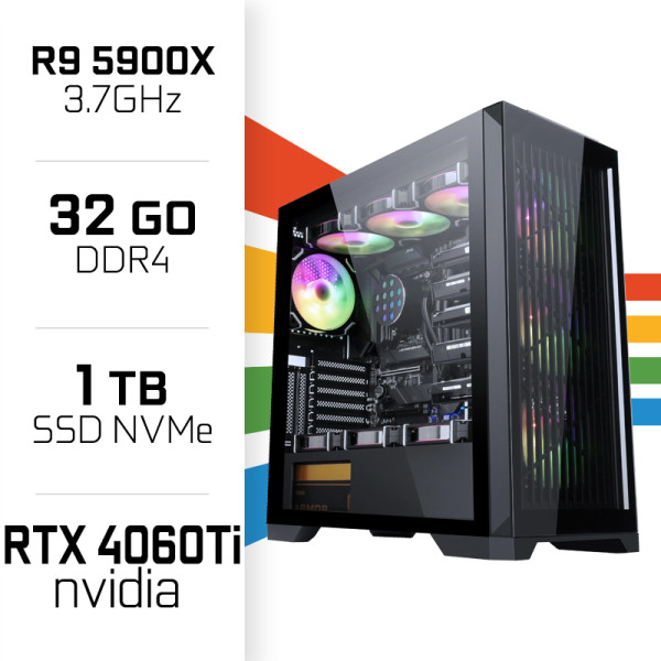 PC Gamer UltraPC Ryzen 9 5900X/1TB SSD/32GB/RTX4060Ti PC Gamer Avancé UltraPC, Ultra Pc Gamer Maroc