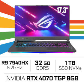 ASUS ROG Strix G17 G713PI-HX120W R9 7940HX/32GB DDR5/1TB SSD/RTX4070 TGP 140W 8GB/ 17.3" 144Hz (SANS EMBALLAGE) PC Portables ...