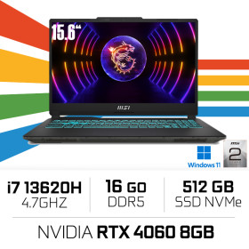 MSI CYBORG 15 A13VF-1474MA i7 13620H/16GB DDR5/512GB/RTX4060 8GB/15.6" 144Hz W11 PC Portables Gamer MSI, Ultra Pc Gamer Maroc