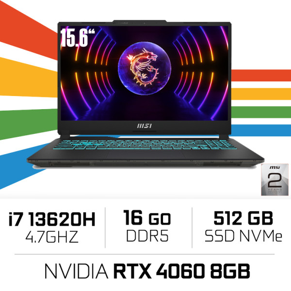 MSI CYBORG 15 A13VF-1473XMA i7 13620H/16GB DDR5/512GB/RTX4060 8GB 15.6" 144Hz PC Portables Gamer MSI, Ultra Pc Gamer Maroc