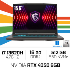 MSI THIN B13VE-2474MA i7 13620H/16GB DDR4/512GB/RTX4050 6GB 15.6" 144Hz W11 PC Portables Gamer MSI, Ultra Pc Gamer Maroc