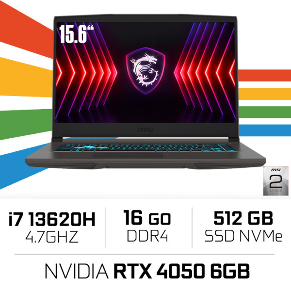 MSI THIN B13VE-2473XMA i7 13620H/16GB DDR4/512GB/RTX4050 6GB 15.6" 144Hz PC Portables Gamer MSI, Ultra Pc Gamer Maroc