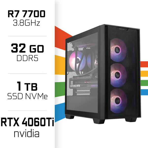 PC Gamer UltraPC Ryzen 7 7700/32GB DDR5/1TB SSD/RTX4060Ti PC Gamer Avancé UltraPC, Ultra Pc Gamer Maroc