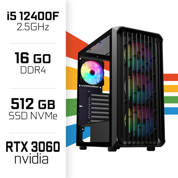 FULL SETUP Gamer UltraPC i5 12400F RTX3060 + XG2522F 180Hz + HYBROK HPG100 PACK 4in1 + Fighter (Black) Setup Complet UltraPC,...