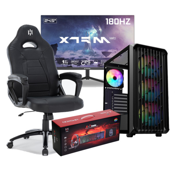 FULL SETUP Gamer UltraPC i5 12400F RTX3060 + XG2522F 180Hz + HYBROK HPG100 PACK 4in1 + Fighter (Black) Setup Complet UltraPC,...