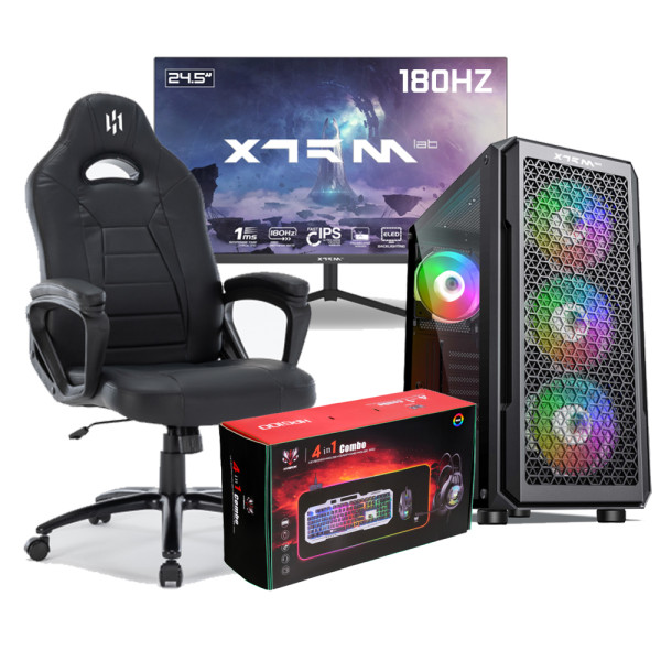 FULL SETUP Gamer UltraPC R5 5500 RTX3060 + XG2522F 180Hz + HYBROK HPG100 PACK 4in1 + Fighter (Black) Setup Complet UltraPC, U...