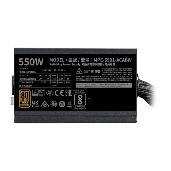 Cooler Master MWE Bronze 550W V3 Entre 500 W et 599 W Cooler Master, Ultra Pc Gamer Maroc