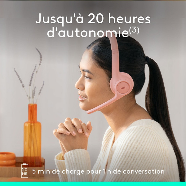 Logitech Zone 300 Rose Casques Logitech, Ultra Pc Gamer Maroc