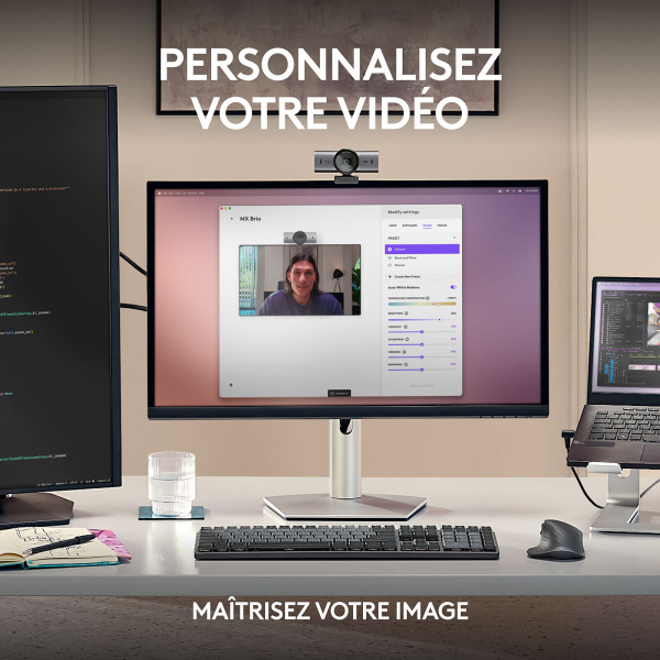 Logitech MX BRIO Pale Grey Webcams Logitech, Ultra Pc Gamer Maroc