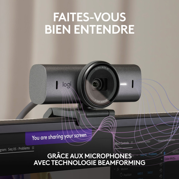 Logitech MX BRIO Graphite Webcams Logitech, Ultra Pc Gamer Maroc