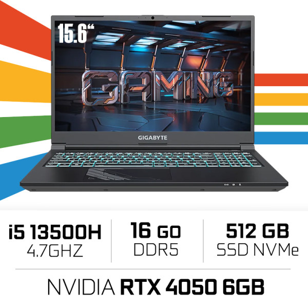 Gigabyte G5 MF5-52ES353SD i5 13500H/16GB DDR5/512GB SSD/RTX4050 6GB/15.6'' PC Portables Gamer Gigabyte, Ultra Pc Gamer Maroc