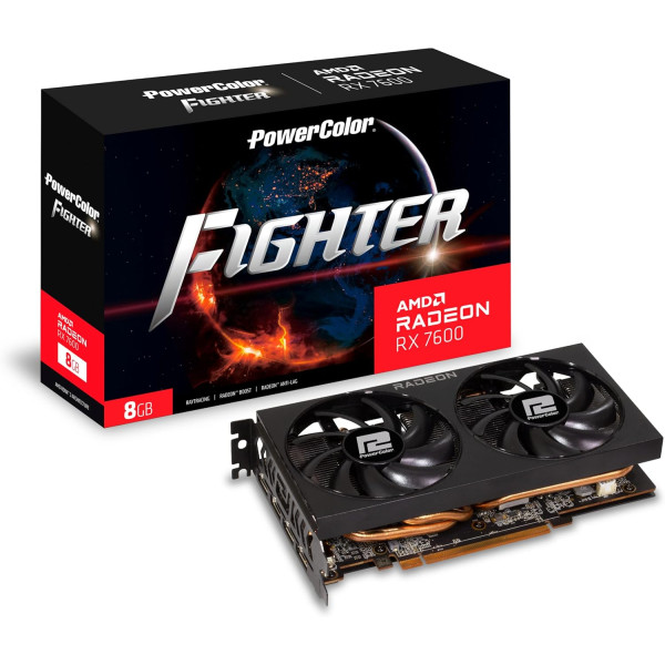 PowerColor AMD Radeon RX 7600 Fighter 8GB GDDR6 Cartes graphiques Powercolor, Ultra Pc Gamer Maroc