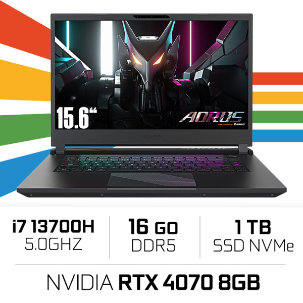 Gigabyte Aorus 15 BSF-73ES754SH i7-13700H/16GB DDR5/1TB SSD/RTX4070 8GB/15.6" 2K 165Hz W11H PC Portables Gamer Gigabyte, Ultr...