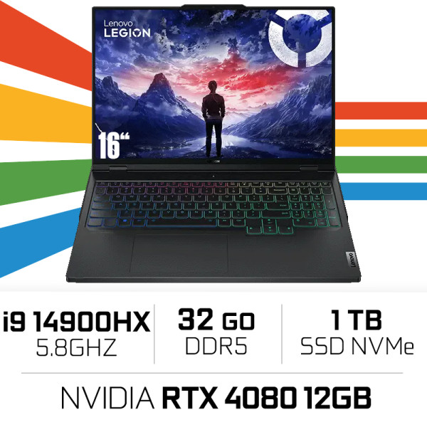 Lenovo Legion Pro 7 16IRX9H Intel i9 14900HX/32GB/1TB SSD/RTX4080/16'' 240Hz PC Portables Gamer Lenovo, Ultra Pc Gamer Maroc