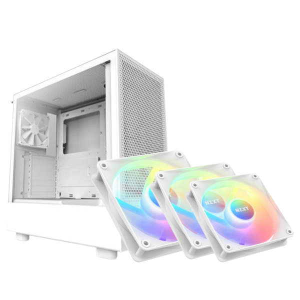BUNDLE NZXT H5 Flow White + 3xNZXT F120 RGB Core (White) BUNDLES NZXT, Ultra Pc Gamer Maroc