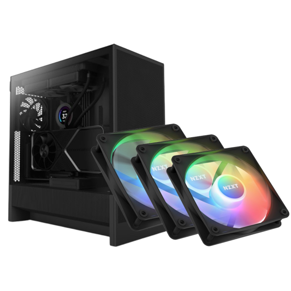 BUNDLE NZXT H5 Flow Black (2024) + 3 xNZXT F120 RGB Core (Black) BUNDLES NZXT, Ultra Pc Gamer Maroc