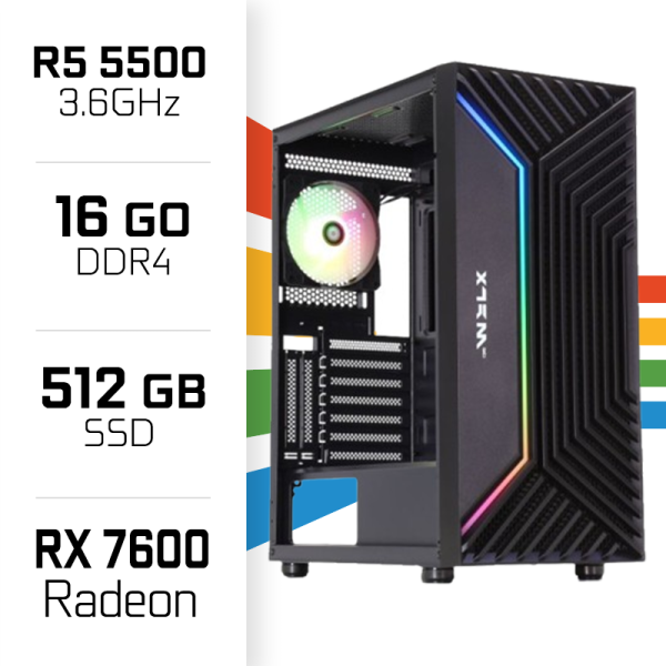 PC Gamer UltraPC Ryzen 5 5500 /16GB/512GB SSD/RX7600 PC Gamer Standard UltraPC, Ultra Pc Gamer Maroc