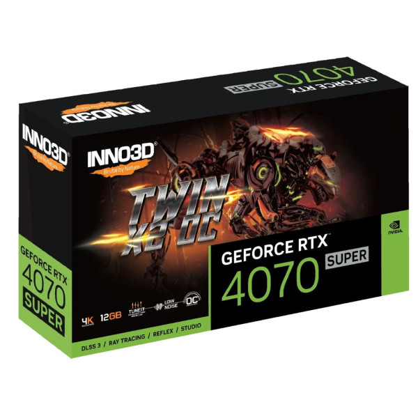 INNO3D GeForce RTX 4070 SUPER Twin X2 OC 12GB GDDR6X Cartes graphiques INNO3D, Ultra Pc Gamer Maroc
