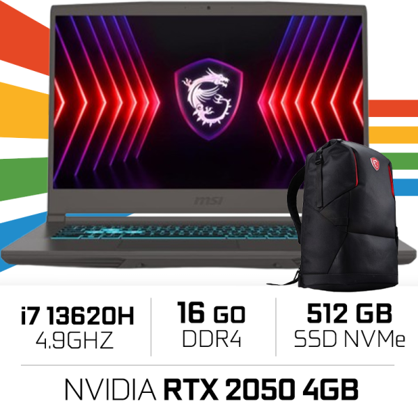 MSI THIN B13UCX-2657MA Intel i7-13620H/16GB DDR4/512GB SSD/RTX 2050 4GB/15.6″ 144Hz/Win11 PC Portables Gamer MSI, Ultra Pc Ga...