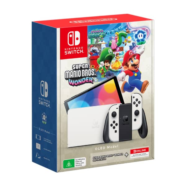 Nintendo Switch OLED Model Super Mario Bros Wonder White Console Bundle Console Nintendo Switch Nintendo, Ultra Pc Gamer Maroc